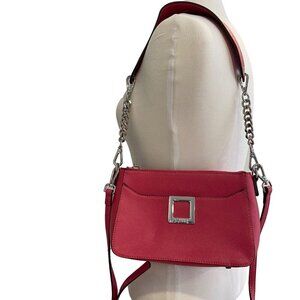 Joseph Ribkoff designer Pink Crossbody Bag With Chain Strap & Silver Accents